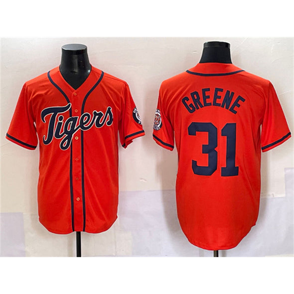 Detroit Tigers #31 Riley Greene Orange Fedasgoge With Patch Cool Base Stitched Jersey
