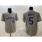 Kansas City Royals #5 George Brett Gray Fedasgoge 2024 Away Limited Stitched Jersey