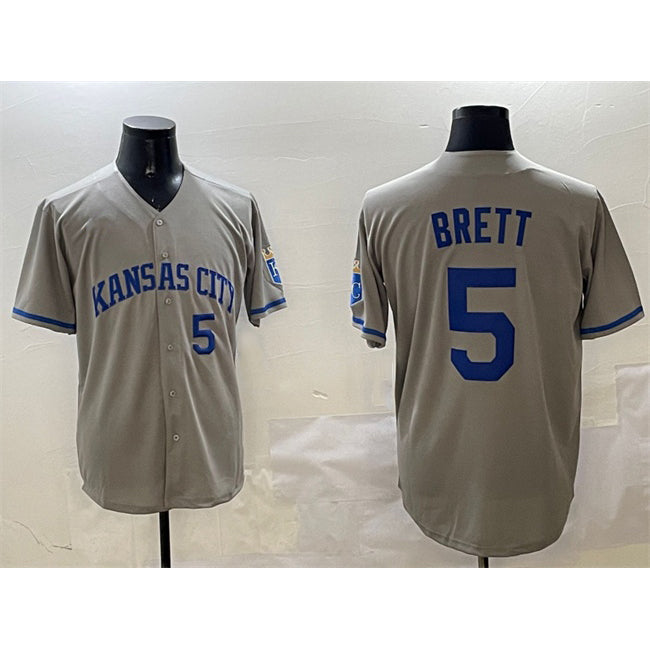 Kansas City Royals #5 George Brett Gray Fedasgoge 2024 Away Limited Stitched Jersey