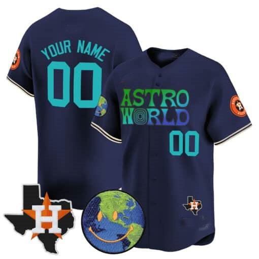 Custom Houston Astros Cactus Jack Astro World Vapor Premier Limited Jersey ¨C Navy Fedasgoge