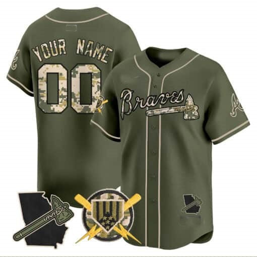 Custom Atlanta Braves Armed Forces Day Vapor Premier Limited Jersey ¨CGreen Fedasgoge