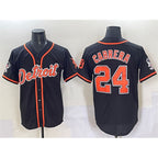 Detroit Tigers #24 Miguel Cabrera Black Fedasgoge With Patch Cool Base Stitched Jersey