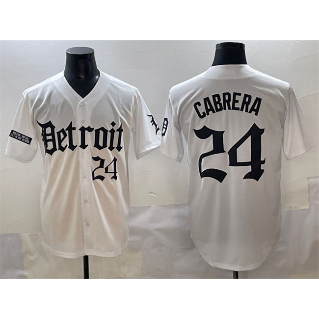 Detroit Tigers #24 Miguel Cabrera White Fedasgoge 'Motor Gothic Edition' Vapor Premier Limited Stitched Jersey
