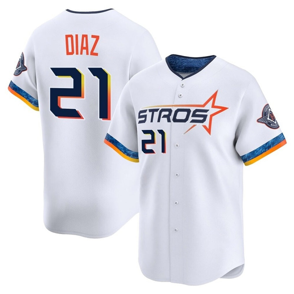 Houston Astros #21 Yainer Diaz Player White Fedasgoge City Connect Limited Home Stitched Jerseys