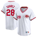 Cincinnati Reds #28 Eugenio Su¨¢rez Player White Fedasgoge Cooperstown Collection Limited T-shirt Home Stitched Jerseys