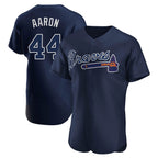 Atlanta Braves #44 Hank Aaron Player Navy Fedasgoge Alternate Limited Elite Home Game Stitched Jerseys