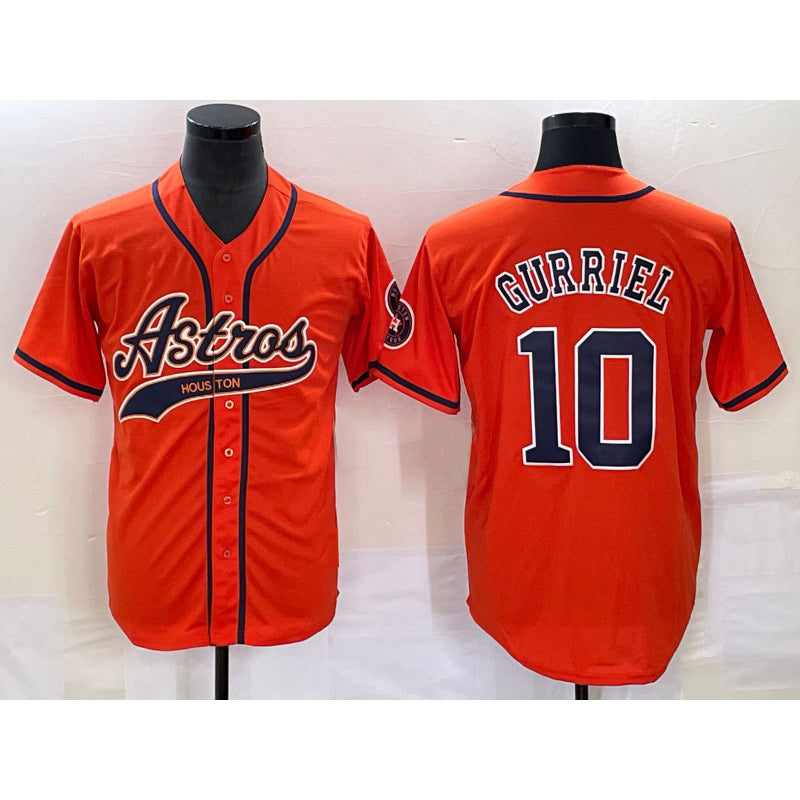Houston Astros #10 Yuli Gurriel Orange Fedasgoge With Patch Cool Base Stitched Jersey