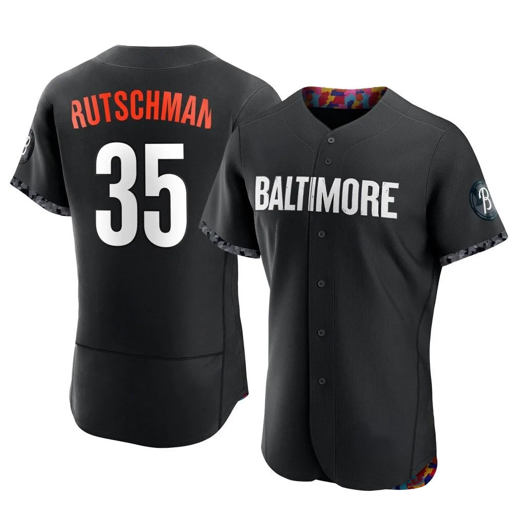 Baltimore Orioles #35 Adley Rutschman Player Black Fedasgoge City Connect Limited Elite Home Game Stitched Jerseys
