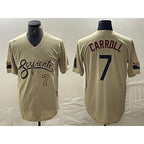 Arizona Diamondbacks #7 Corbin Carroll Number 2021 Gold Fedasgoge City Connect Cool Base Stitched Jersey 2
