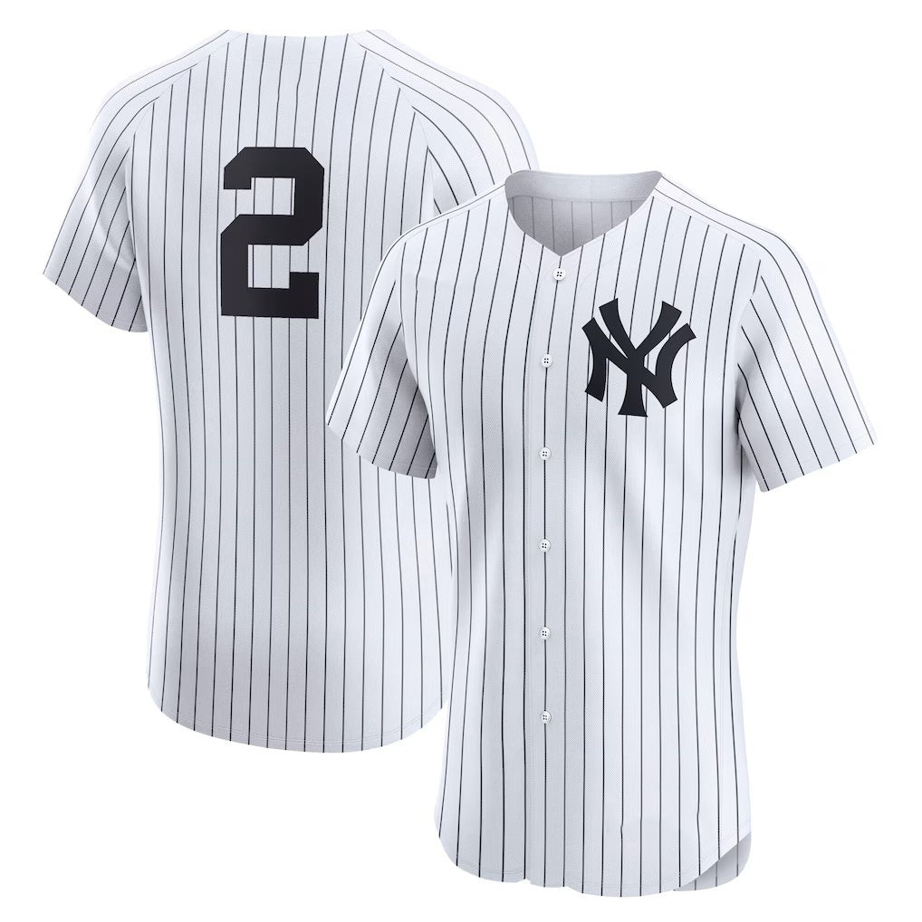 New York Yankees #2 Derek Jeter White Fedasgoge Home Elite Player Jersey