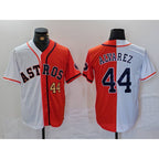 Houston Astros #44 Yordan Alvarez Number White Orange Fedasgoge Split Stitched Jersey