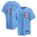 Chicago Cubs #2 Nico Hoerner Player Light Blue Fedasgoge Home Game Stitched Jerseys
