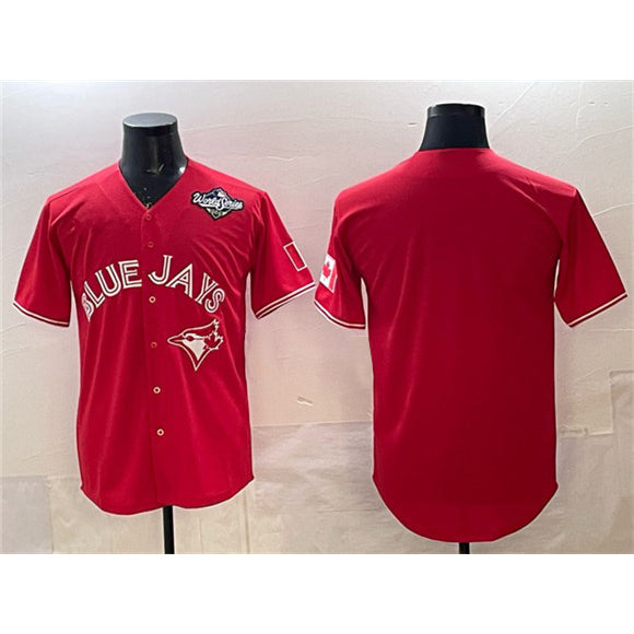 Toronto Blue Jays Blank Red Fedasgoge 2025 World Series Home Cool Base Stitched Jersey