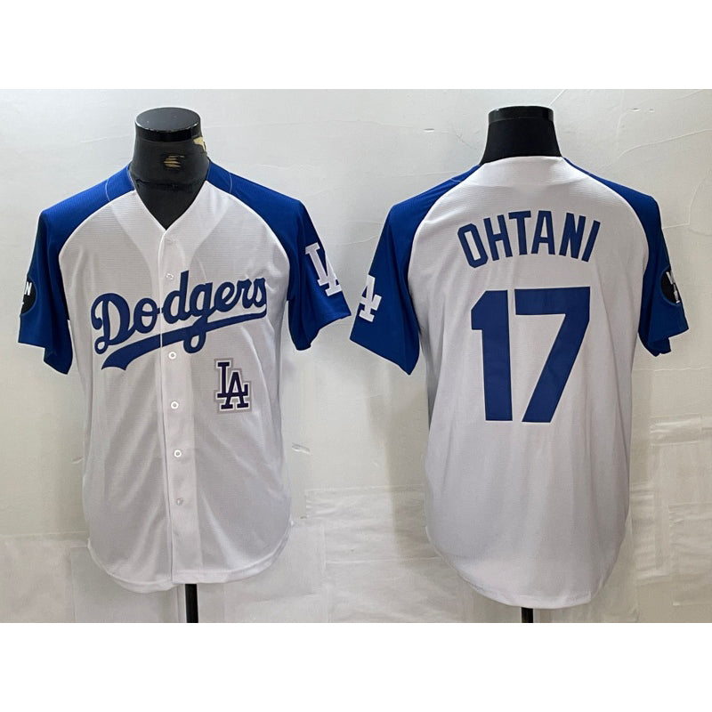 Los Angeles Dodgers #17 Shohei Ohtani White Blue Fedasgoge Fashion Stitched Cool Base Limited Jersey 2