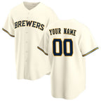Custom Milwaukee Brewers Cream Fedasgoge Home Replica Jersey