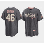 Washington Nationals #46 Patrick Corbin 2022 Grey Fedasgoge City Connect Cherry Blossom Cool Base Stitched Jersey
