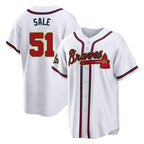 Atlanta Braves #51 Chris Sale Player White Gold Fedasgoge Home Game Stitched Jerseys