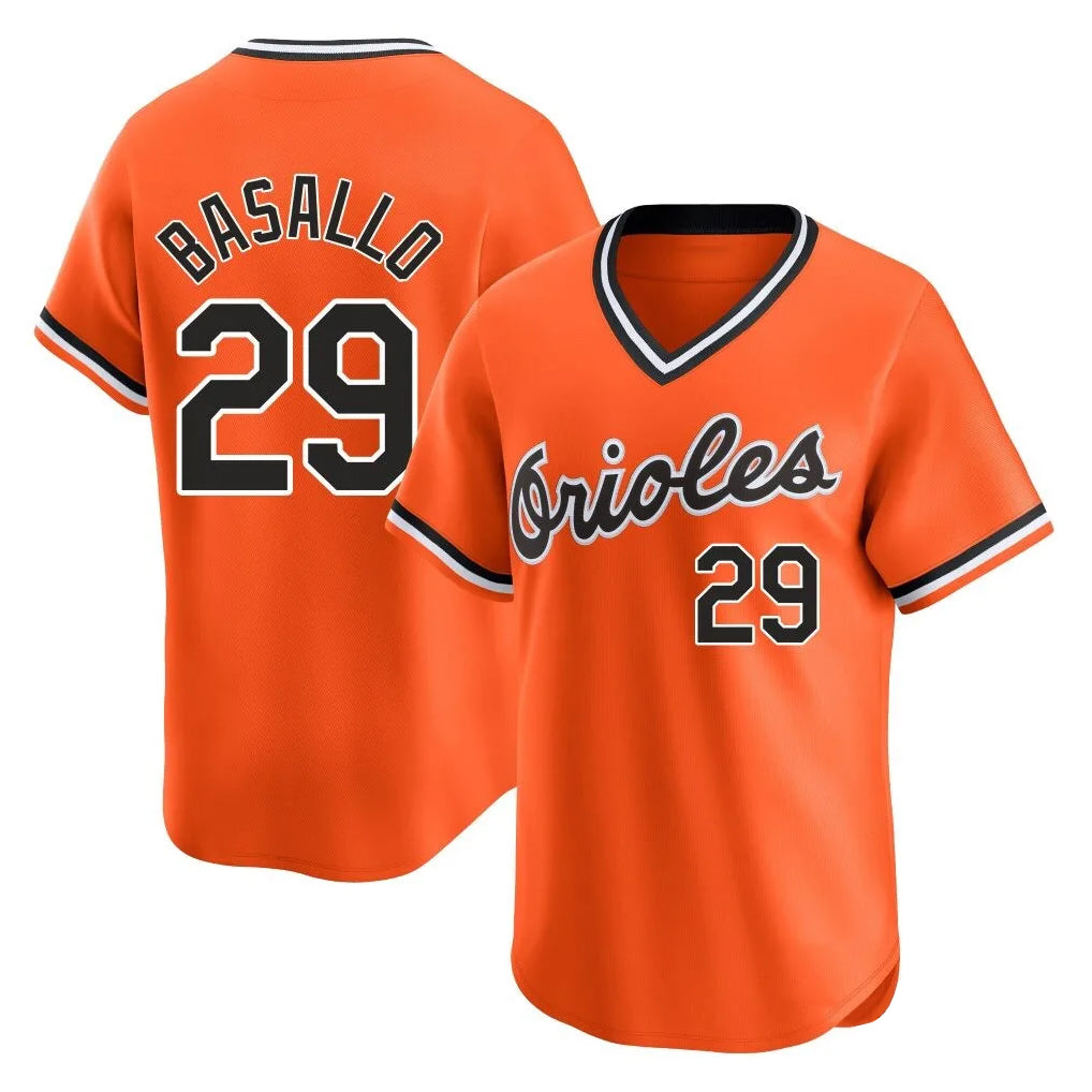 Baltimore Orioles #29 Samuel Basallo Player Orange Fedasgoge T-shirt Limited Home Game Stitched Jerseys