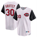 Cincinnati Reds #30 Ken Griffey Player White Black Fedasgoge Stripe Field of Dreams Game Home Stitched Jerseys