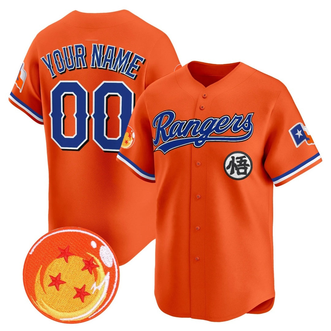 Custom Texas Rangers x Dragon Ball Orange Fedasgoge Vapor Premier Limited Jersey - All Stitched