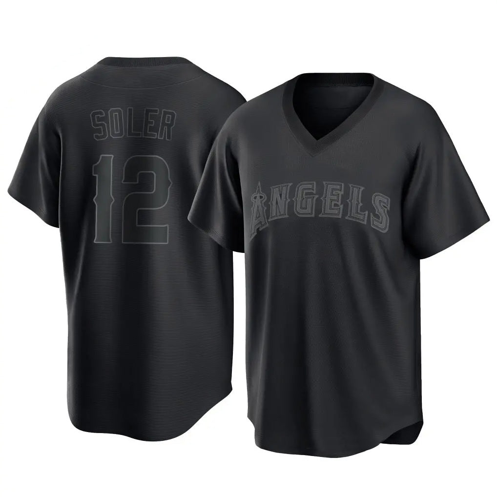 Los Angeles Angels #12 Jorge Soler Player Black Fedasgoge Pitch Fashion T-shirt Stitched Jerseys