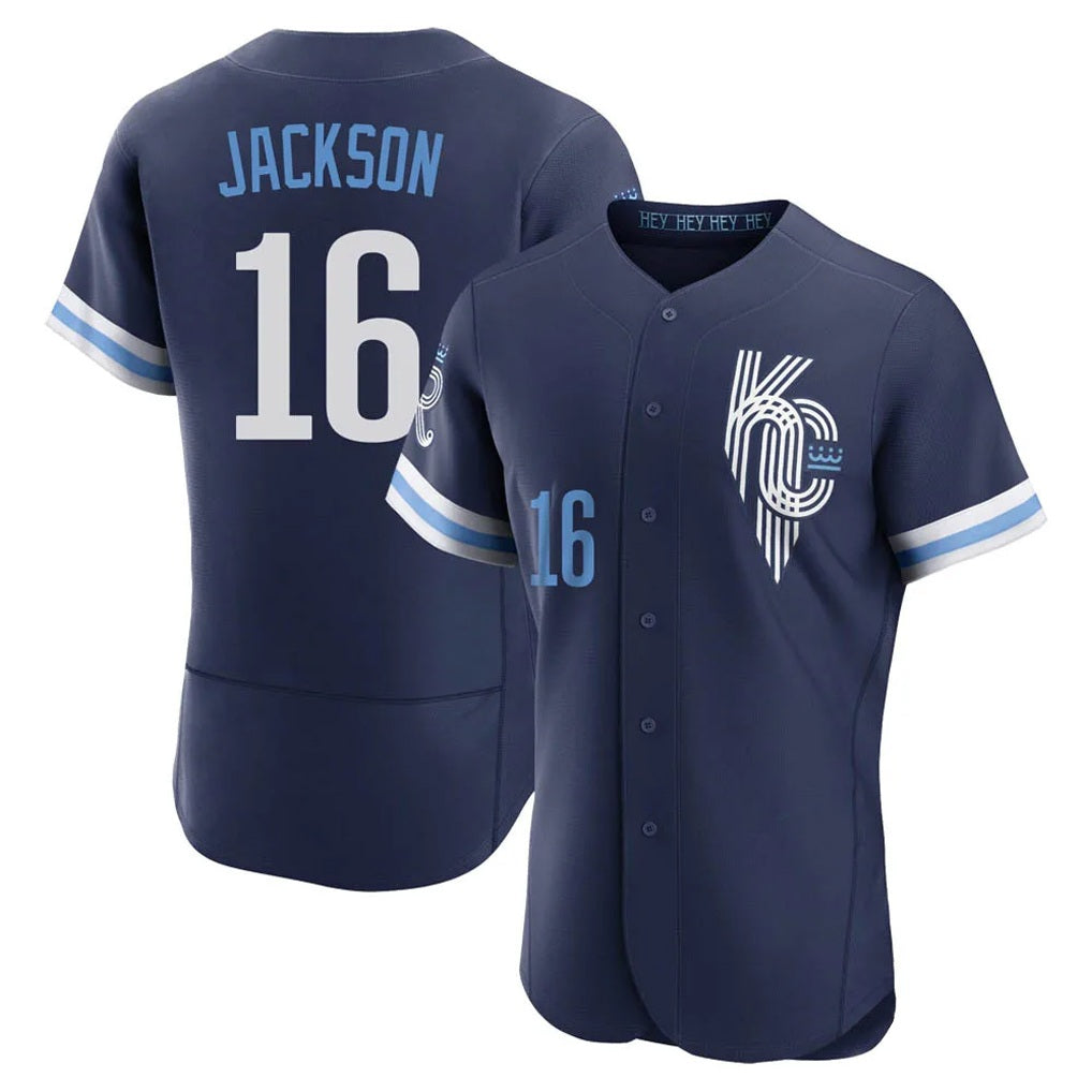Kansas City Royals #16 Bo Jackson Player Navy Fedasgoge City Connect Limited Elite Home Stitched Jerseys
