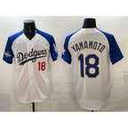 Los Angeles Dodgers #18 Yoshinobu Yamamoto White Royal Fedasgoge 2025 World Series Patch Limited Stitched Jersey