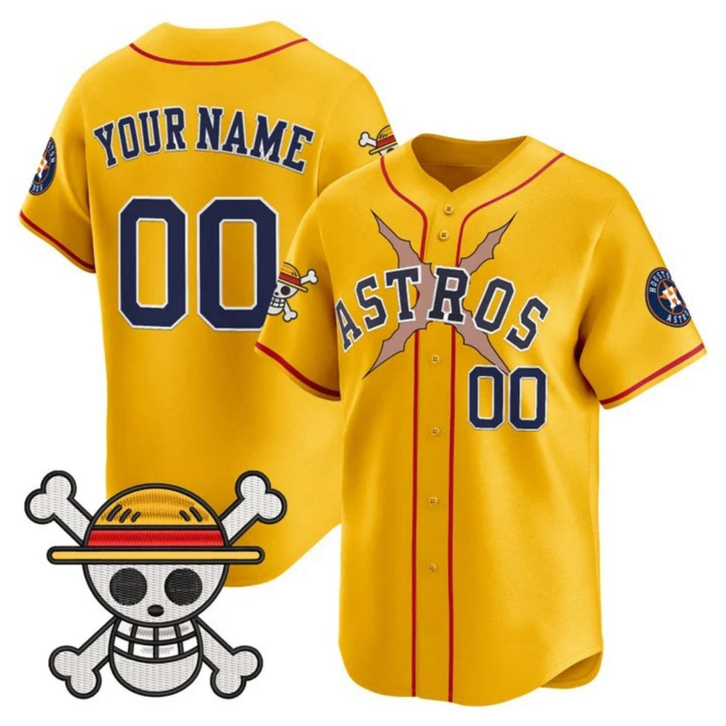 Custom Houston Astros x One Piece Gold Fedasgoge Vapor Premier Limited Jersey - Stitched
