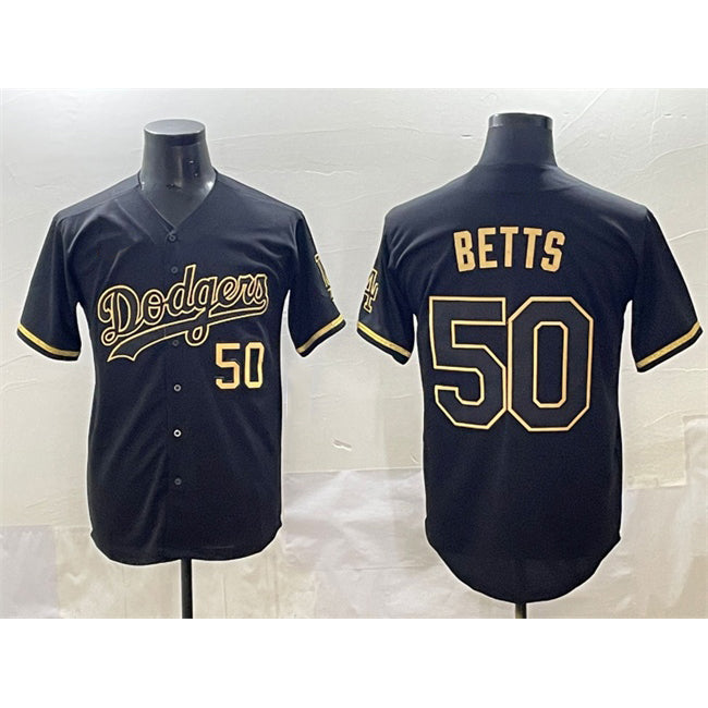 Los Angeles Dodgers #50 Mookie Betts Black Gold Fedasgoge Limited Stitched Jersey