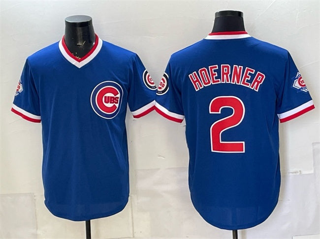 Chicago Cubs #2 Nico Hoerner Royal Fedasgoge 150th Anniversary Throwback Vapor Limited Stitched Jersey