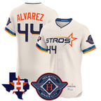 Houston Astros #44 Yordan Alvarez Player Cream Fedasgoge City Connect Texas Patch Vapor Premier Limited Elite Home Stitched Jerseys