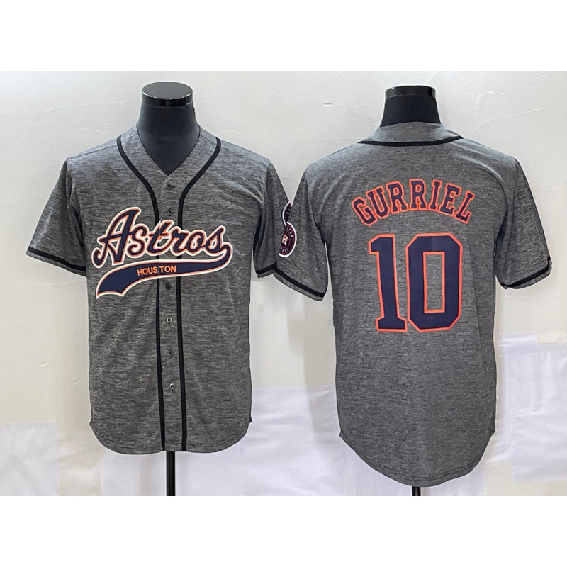 Houston Astros #10 Yuli Gurriel Grey Fedasgoge Gridiron Cool Base Stitched Jersey