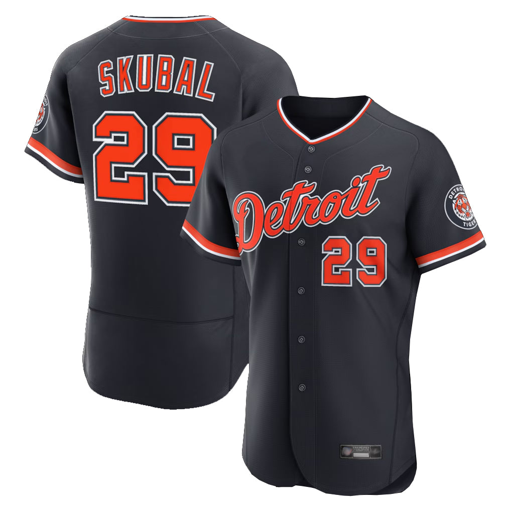 Detroit Tigers #29 Tarik Skubal Player Navy Fedasgoge Limited Elite Home Game Stitched Jerseys