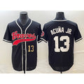 Atlanta Braves #13 Ronald Acuna Jr Number Black FOULKSSHOP Cool Base Stitched Jersey