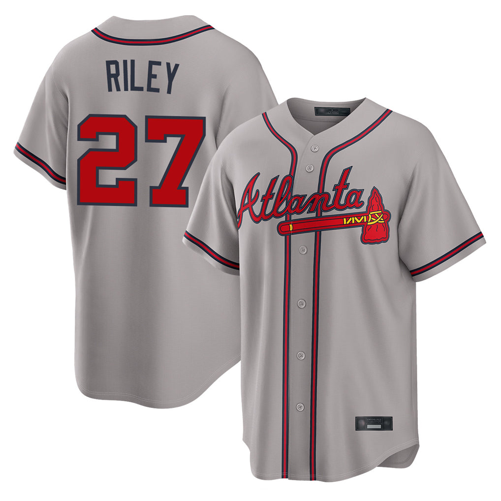 Atlanta Braves #27 Austin Riley Player Gray Fedasgoge Home Game Stitched Jerseys