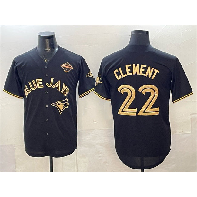 Toronto Blue Jays #22 Ernie Clement Black Gold Fedasgoge 2025 American League Champions Limited Stitched Jersey