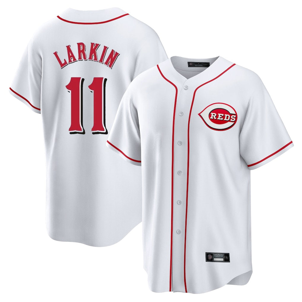 Cincinnati Reds #11 Barry Larkin Player White Fedasgoge Game Home Stitched Jerseys