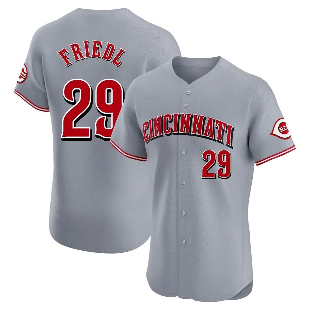 Cincinnati Reds #29 TJ Friedl Player Gray Fedasgoge Limited Elite Home Stitched Jerseys