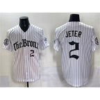 New York Yankees #2 Derek Jeter White Fedasgoge Pinstripe 'Gothic Legacy Edition' Vapor Premier Limited Stitched Jersey