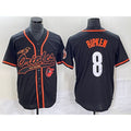 Baltimore Orioles #8 Cal Ripken Jr Black Fedasgoge With Patch Cool Base Stitched Jersey
