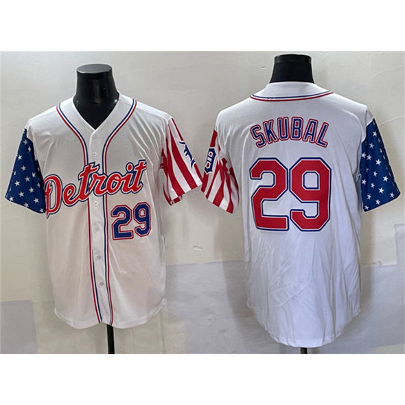 Detroit Tigers #29 Tarik Skubal White Fedasgoge 2025 Memorial Day Vapor Premier Limited Stitched Jersey