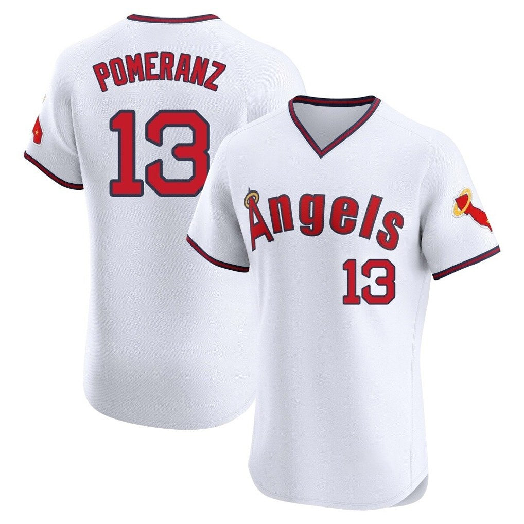 Los Angeles Angels #13 Drew Pomeranz Player White Fedasgoge T-shirt Home Limited Elite Stitched Jerseys