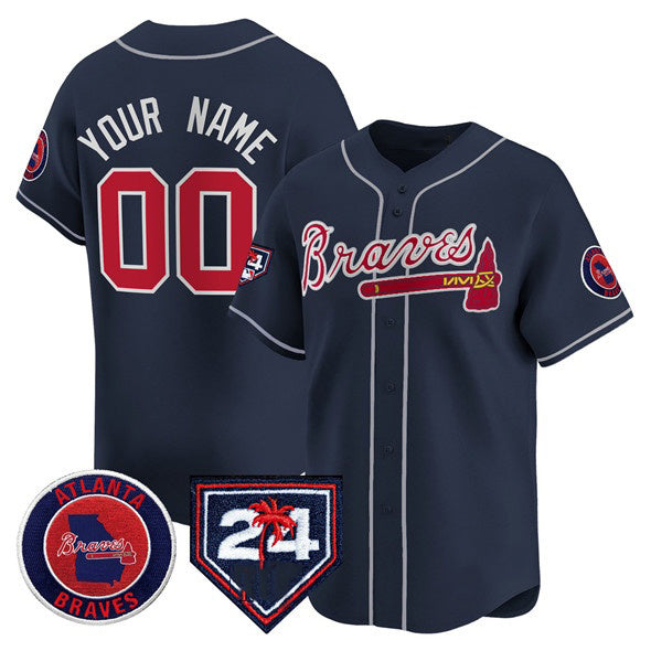 Custom Atlanta Braves Navy Fedasgoge 2024 Spring Training Patch Limited Stitched Jersey