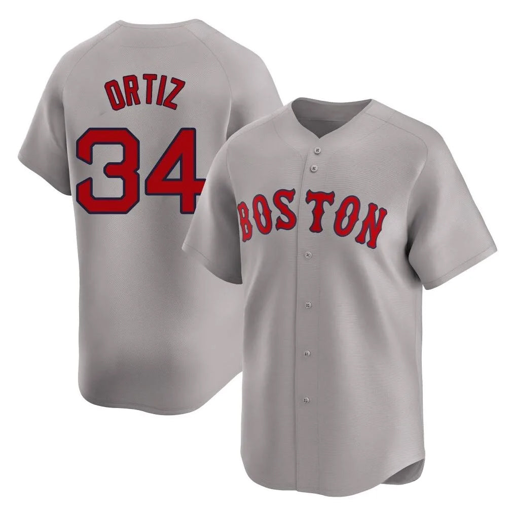 Boston Red Sox #34 David Ortiz Player Gray Fedasgoge Road Limited Home Game Stitched Jerseys1