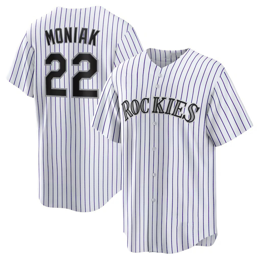 Colorado Rockies #22 Mickey Moniak White Fedasgoge Home Replica Jersey