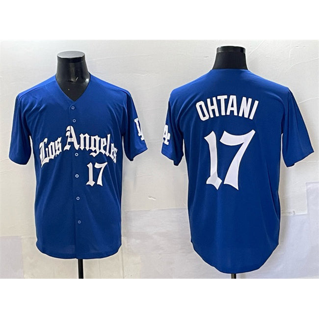 Los Angeles Dodgers #17 Shohei Ohtani Blue Fedasgoge 2025 LA Gothic Style With Fernando Patch Vapor Premier Limited Stitched Jersey