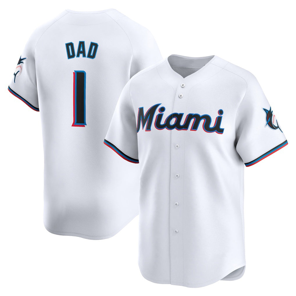 Miami Marlins #1 Dad White Fedasgoge Home Limited Jersey