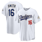 Los Angeles Dodgers #16 Will Smith White Fedasgoge 2026 Gold Collection Stadium Jersey