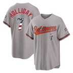 Baltimore Orioles #7 Jackson Holliday Player Gray Fedasgoge USA 250 Fourth of July Home Game Stitched Jerseys