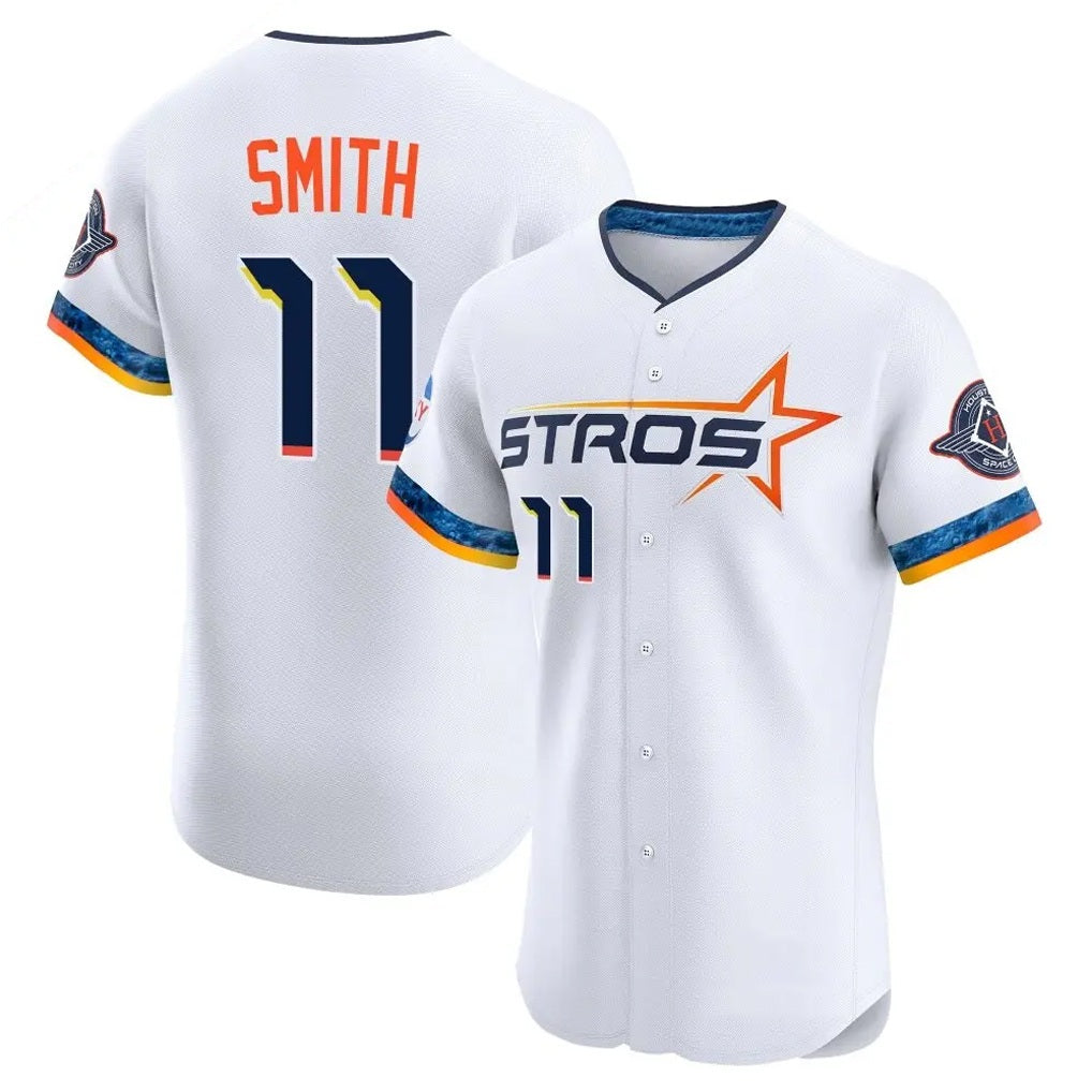 Houston Astros #11 Cam Smith Player White Fedasgoge City Connect Limited Elite Home Stitched Jerseys